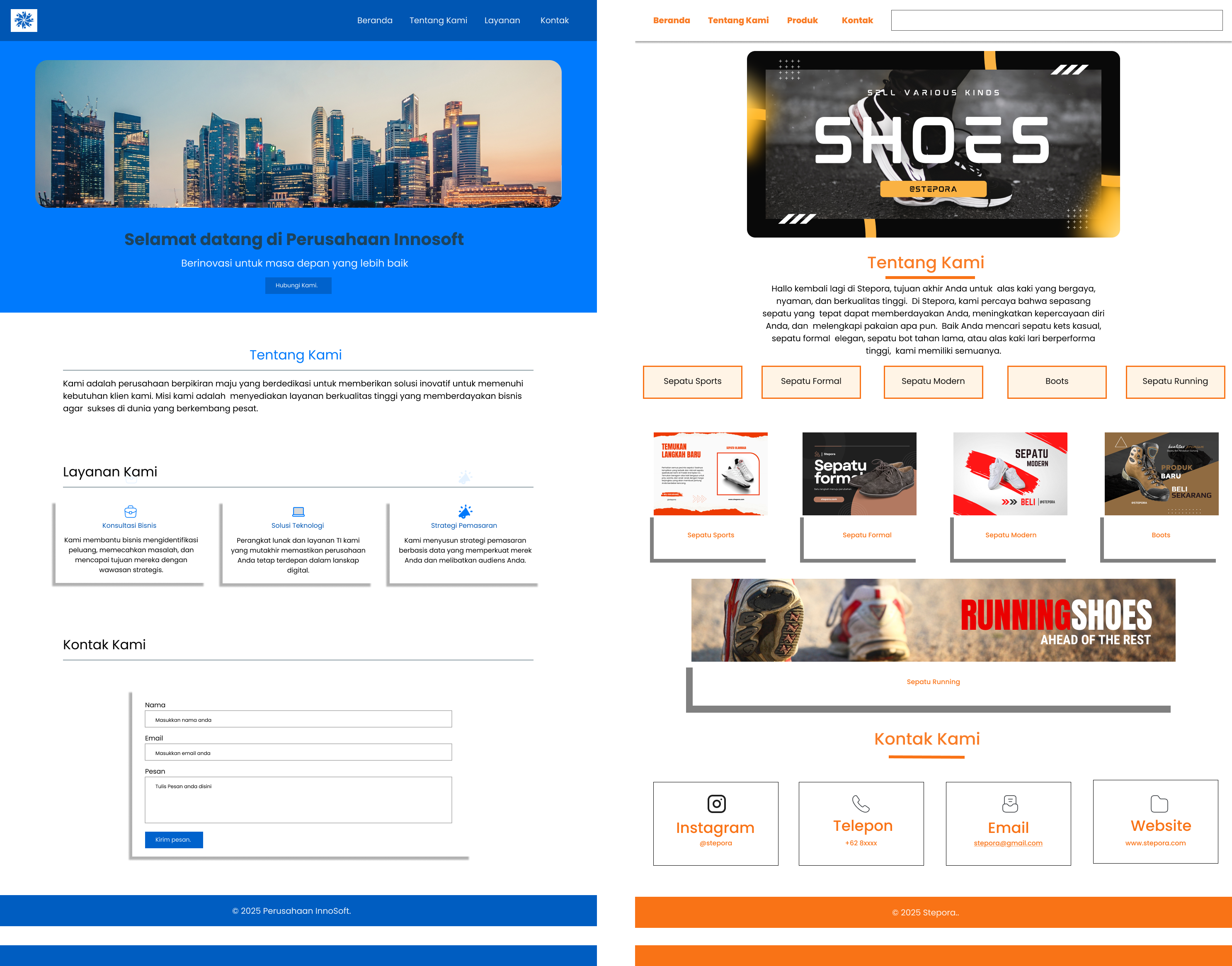 Desain Toko Sepatu & Perusahaan